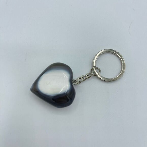 Orca agate heart keychain key ring pendant chain NEW hand crafted - Picture 4 of 11